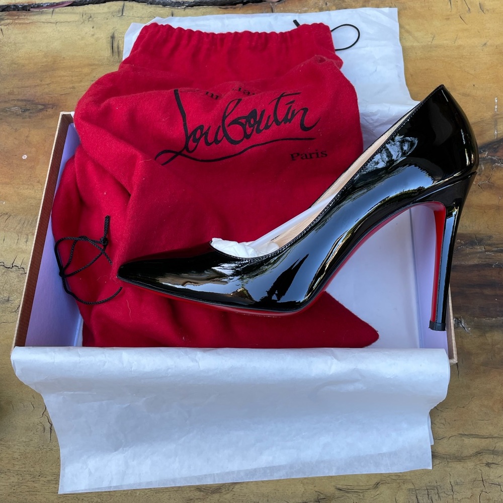 Christian Louboutin Kate 85mm black patent leather pumps